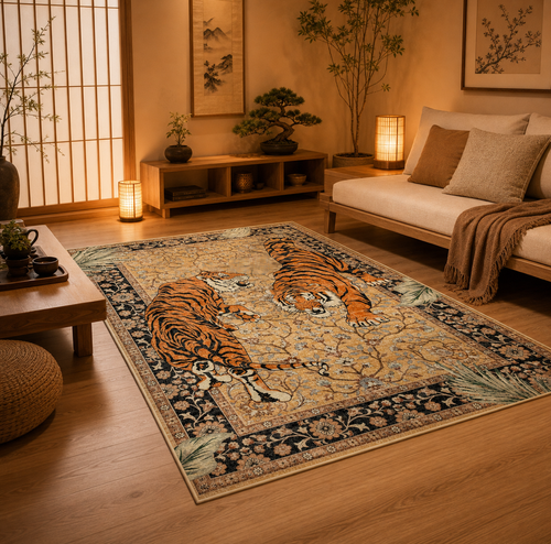 Tapis orné de tigres